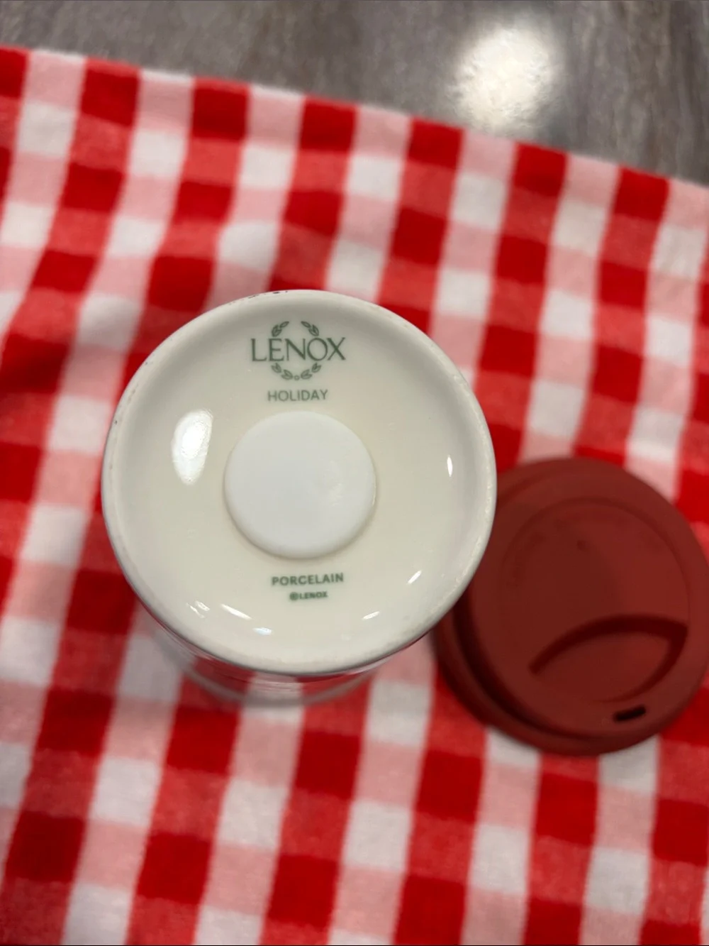 Lenox Christmas porcelain travel tumbler good used shape